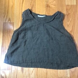 Only Child Lane Tank in Linen Gauze, Moss, Size L